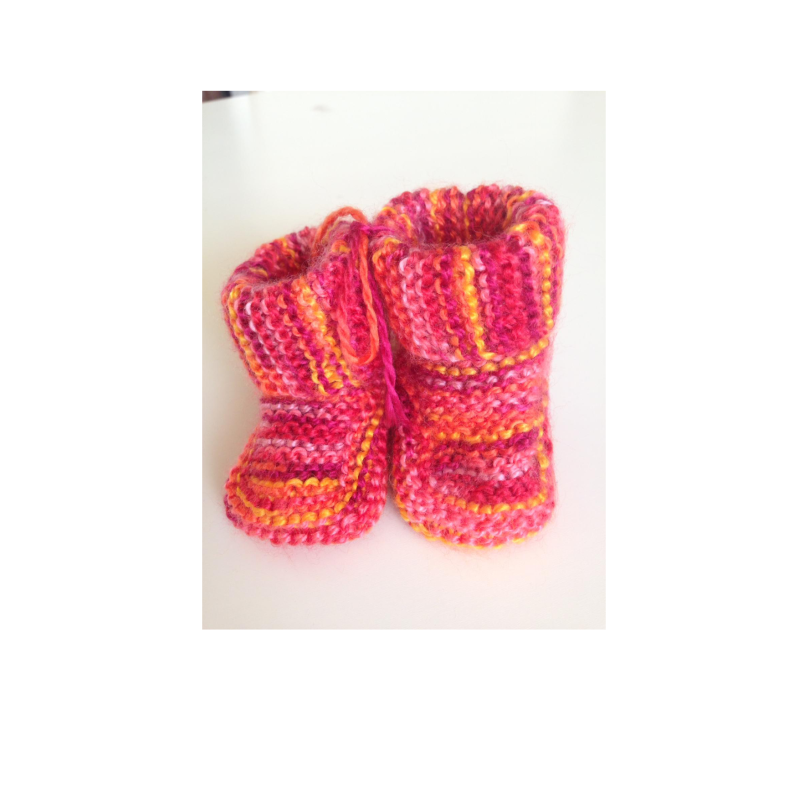 slofjes roze paars en okergeel gemêleerd